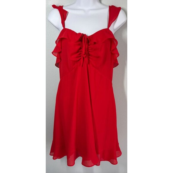 Lulus Womens Red Flutter A-Line Mini Dress Size Medium Romantic Feminine Flirty - Picture 1 of 14